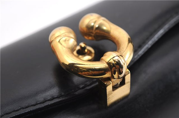 Authentic GUCCI Vintage Shoulder Hand Bag Purse Leather Black 8114D