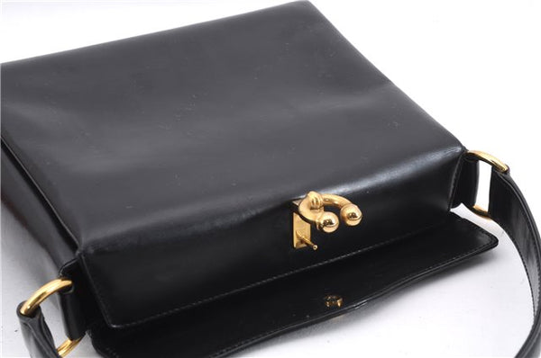 Authentic GUCCI Vintage Shoulder Hand Bag Purse Leather Black 8114D