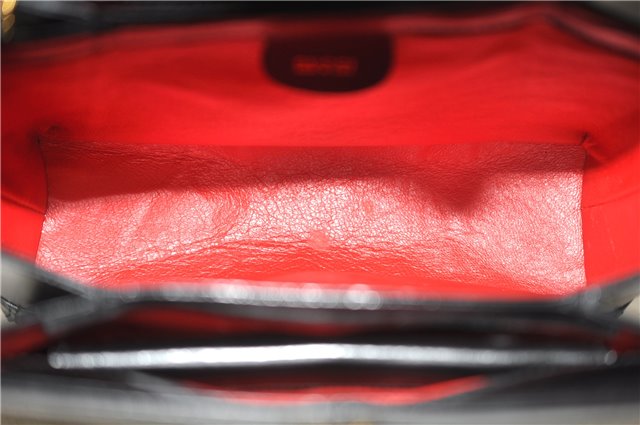 Authentic GUCCI Vintage Shoulder Hand Bag Purse Leather Black 8114D