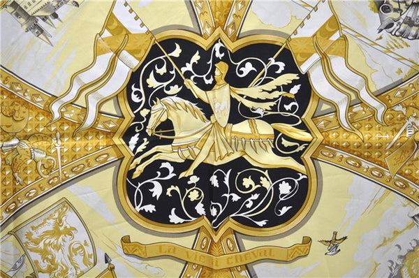 Authentic HERMES Carre 90 Scarf "LA VIE a CHEVAL" Silk Black Box 8116E