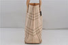 Authentic BURBERRY Check Shoulder Tote Bag Canvas Leather Beige 8117D