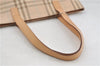 Authentic BURBERRY Check Shoulder Tote Bag Canvas Leather Beige 8117D