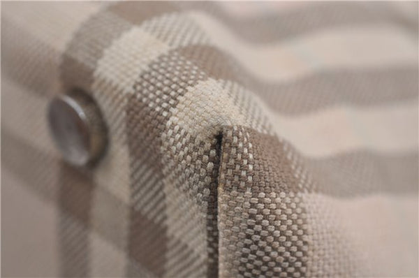 Authentic BURBERRY Check Shoulder Tote Bag Canvas Leather Beige 8117D