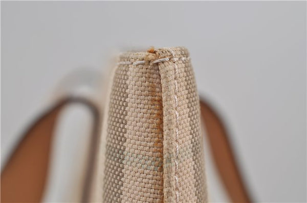 Authentic BURBERRY Check Shoulder Tote Bag Canvas Leather Beige 8117D