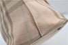Authentic BURBERRY Check Shoulder Tote Bag Canvas Leather Beige 8117D