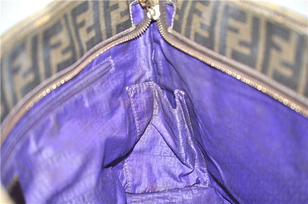Authentic FENDI Zucca Shoulder Tote Bag PVC Brown 8118C