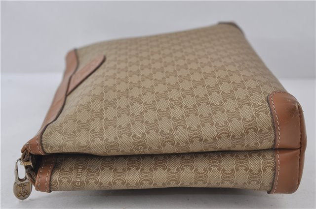 Authentic CELINE Macadam Blason Pattern Clutch Hand Bag PVC Leather Beige 8120D