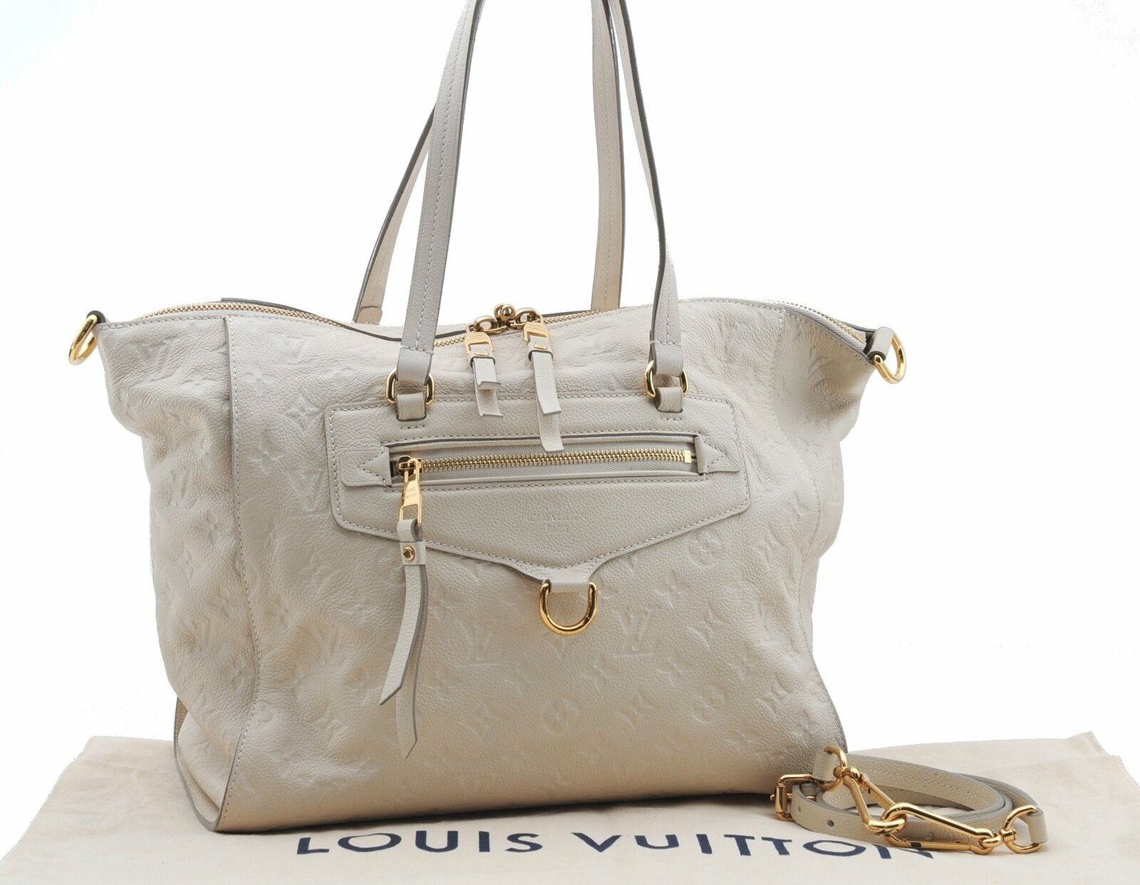 Auth LOUIS VUITTON Monogram Empreinte Lumineuse PM Tote Bag M93411 White 8125A