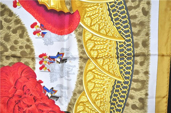 Authentic HERMES Carre 90 Scarf "CASQUES et PLUMETS" Silk Yellow 8126F