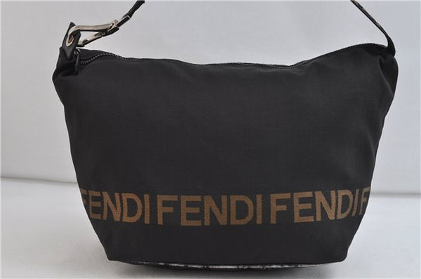 Authentic FENDI Nylon Leather Shoulder Cross Body Bag Purse Black 8128C