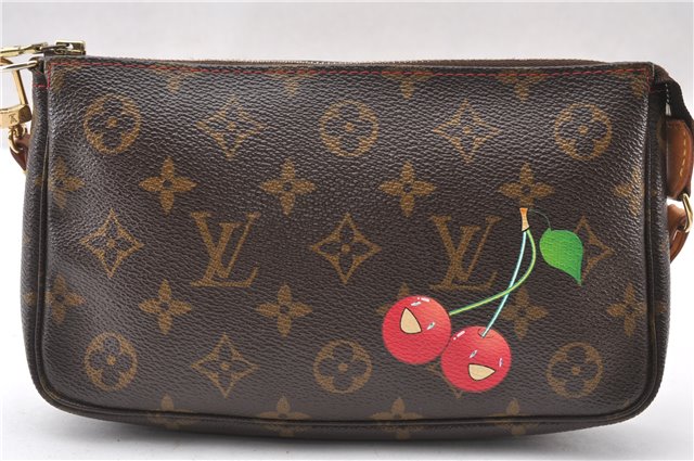 Auth Louis Vuitton Monogram Cherry Pochette Accessoires M95008 Hand Pouch 8130F