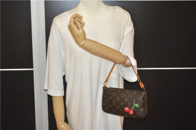 Auth Louis Vuitton Monogram Cherry Pochette Accessoires M95008 Hand Pouch 8130F