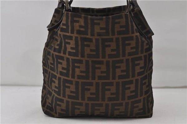 Authentic FENDI Zucca Shoulder Hand Bag Purse Nylon Leather Brown 8132D