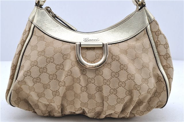 Auth GUCCI Abbey Shoulder Hand Bag GG Canvas Leather 190525 Beige Gold 8135C