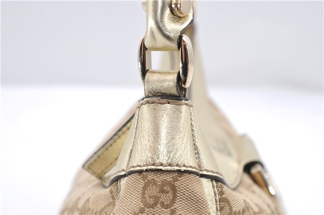 Auth GUCCI Abbey Shoulder Hand Bag GG Canvas Leather 190525 Beige Gold 8135C