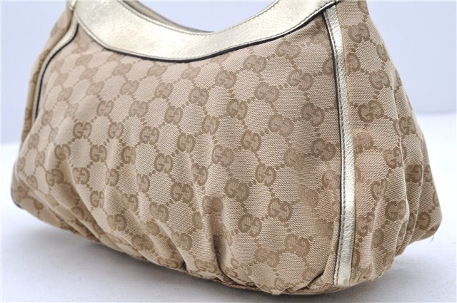 Auth GUCCI Abbey Shoulder Hand Bag GG Canvas Leather 190525 Beige Gold 8135C