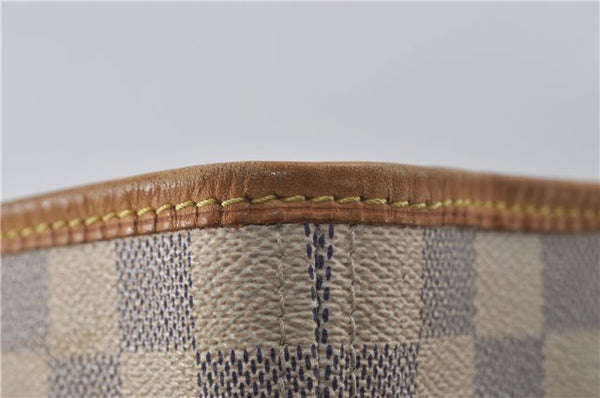 Authentic Louis Vuitton Damier Azur Neverfull MM Tote Bag N51107 LV 8135D