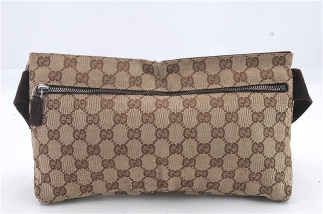 Authentic GUCCI Waist Body Bag Purse Canvas Leather 28566 Brown  8137C