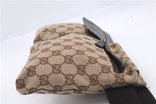 Authentic GUCCI Waist Body Bag Purse Canvas Leather 28566 Brown  8137C