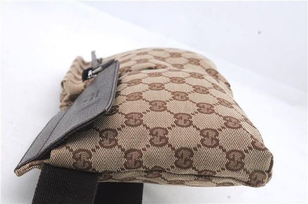 Authentic GUCCI Waist Body Bag Purse Canvas Leather 28566 Brown  8137C