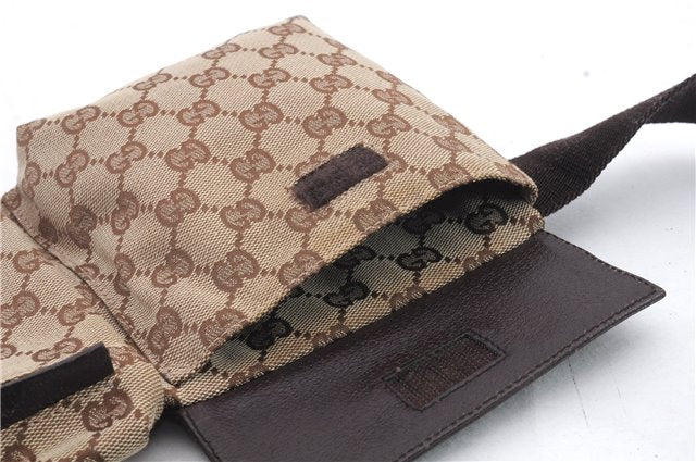 Authentic GUCCI Waist Body Bag Purse Canvas Leather 28566 Brown  8137C