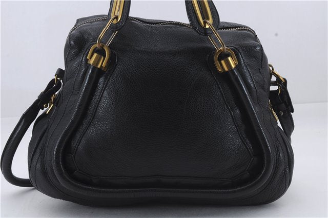 Authentic Chloe Paraty 2Way Shoulder Hand Bag Purse Leather Black 8139D