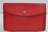 Authentic LOUIS VUITTON Epi Montaigne 23 Clutch Bag Red M52667 LV 8140C