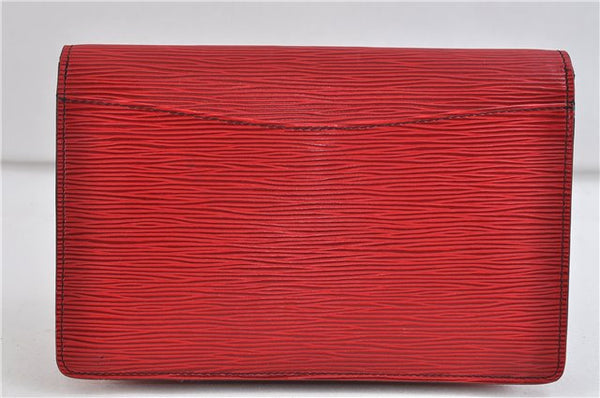 Authentic LOUIS VUITTON Epi Montaigne 23 Clutch Bag Red M52667 LV 8140C