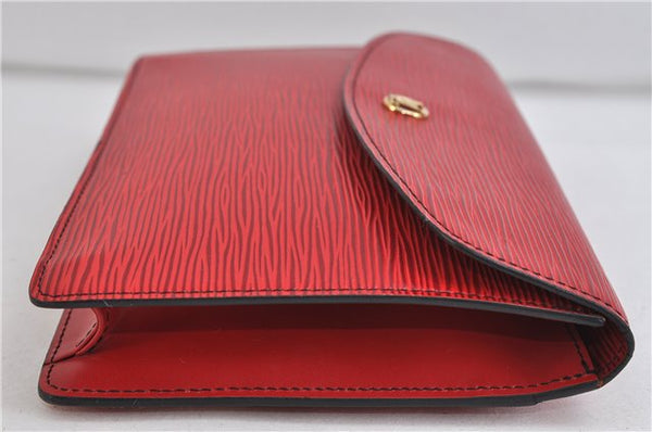 Authentic LOUIS VUITTON Epi Montaigne 23 Clutch Bag Red M52667 LV 8140C