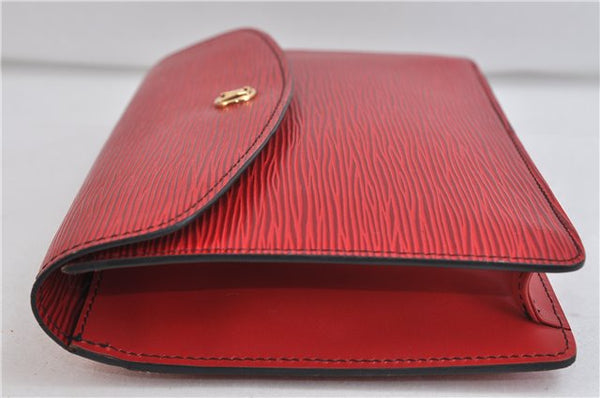 Authentic LOUIS VUITTON Epi Montaigne 23 Clutch Bag Red M52667 LV 8140C