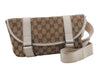 Authentic GUCCI Waist Body Bag Purse Canvas Leather 145851 Brown 8140D