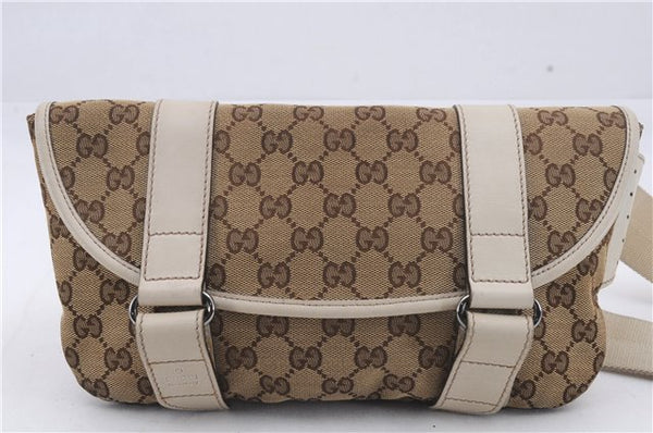 Authentic GUCCI Waist Body Bag Purse Canvas Leather 145851 Brown 8140D