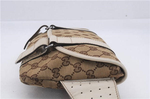 Authentic GUCCI Waist Body Bag Purse Canvas Leather 145851 Brown 8140D