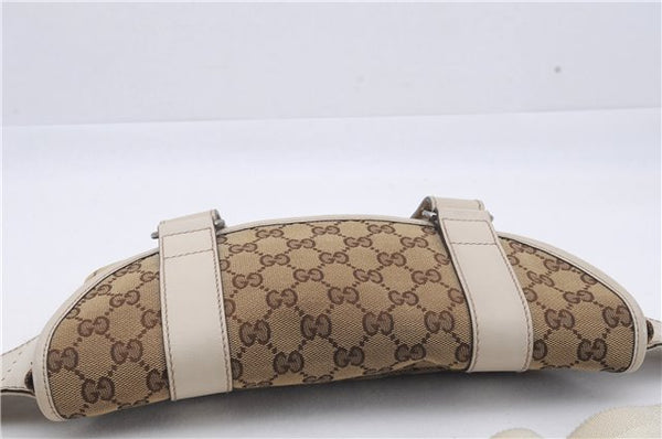 Authentic GUCCI Waist Body Bag Purse Canvas Leather 145851 Brown 8140D