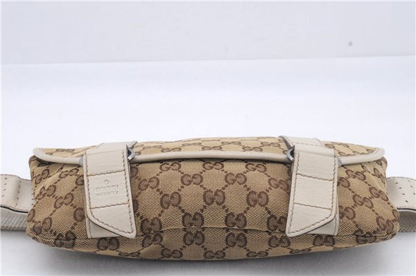 Authentic GUCCI Waist Body Bag Purse Canvas Leather 145851 Brown 8140D