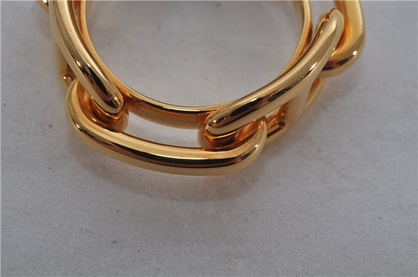 Authentic HERMES Scarf Ring Chaine d'Ancre Chain Design Gold Tone Box 8144E