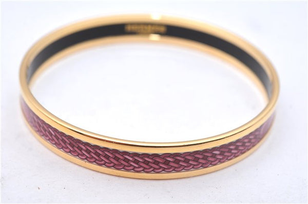 Authentic HERMES Email PM Bangle Belt Motif Gold Red Box 8146E