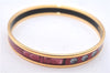 Authentic HERMES Email PM Bangle Belt Motif Gold Red Box 8146E