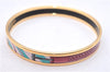 Authentic HERMES Email PM Bangle Belt Motif Gold Red Box 8146E