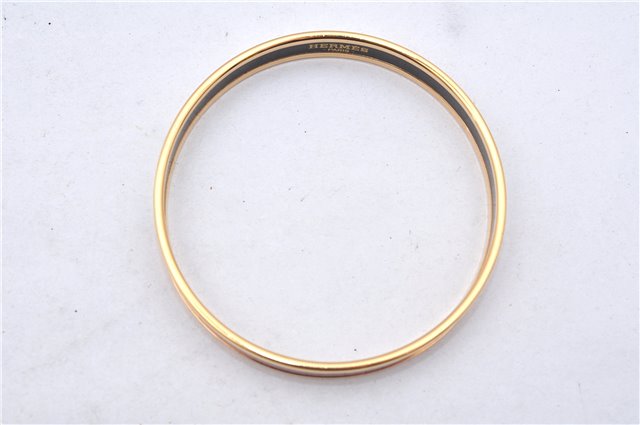 Authentic HERMES Email PM Bangle Belt Motif Gold Red Box 8146E