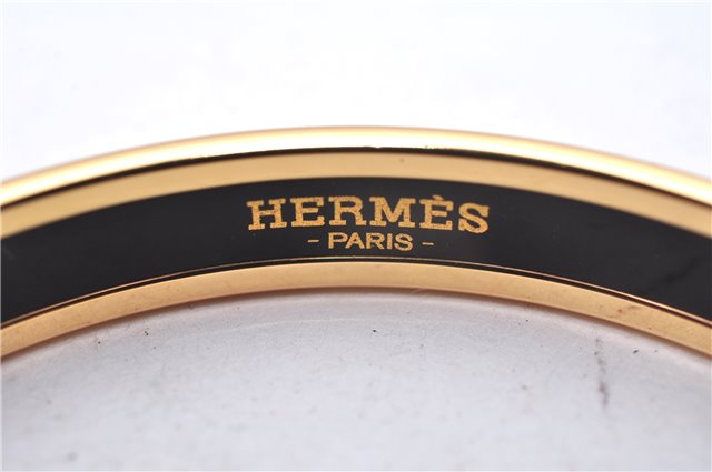 Authentic HERMES Email PM Bangle Belt Motif Gold Red Box 8146E