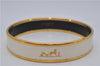 Authentic HERMES Email PM Bangle Carriage Motif Gold White 8147E