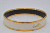 Authentic HERMES Email PM Bangle Carriage Motif Gold White 8147E