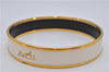 Authentic HERMES Email PM Bangle Carriage Motif Gold White 8147E