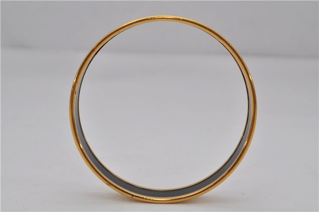 Authentic HERMES Email PM Bangle Carriage Motif Gold White 8147E