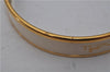 Authentic HERMES Email PM Bangle Carriage Motif Gold White 8147E