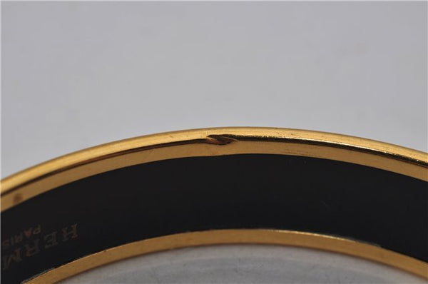 Authentic HERMES Email PM Bangle Carriage Motif Gold White 8147E