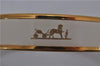 Authentic HERMES Email PM Bangle Carriage Motif Gold White 8147E