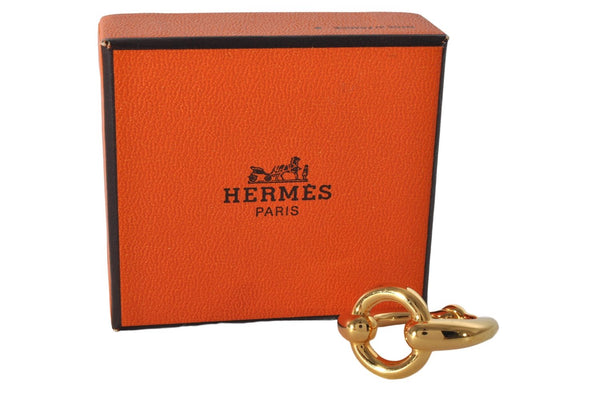 Authentic HERMES Scarf Ring Moris Circle Design Gold Box 8151E