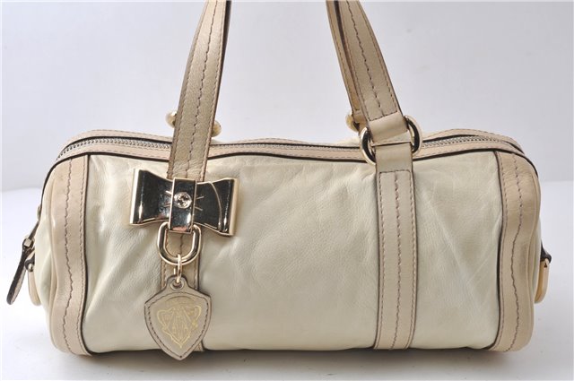 Authentic GUCCI Duchessa Line Hand Bag Purse Leather 181485 Ivory 8154D